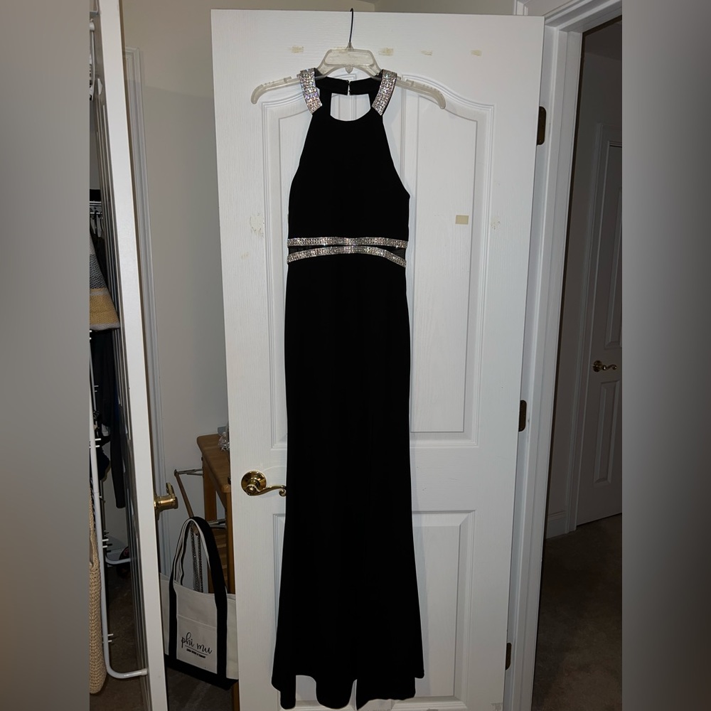 My Michelle Black Jeweled Formal Dress